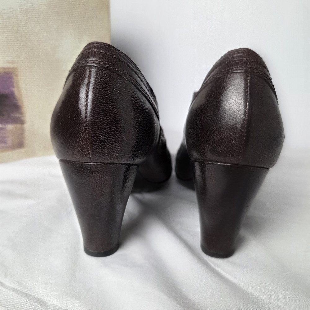 Clarks Indigo Sylvie Brown Leather Heels | Size 7M Celtic Dark Academia - Picture 6 of 10
